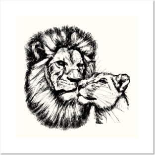 Lion and Lioness Love Posters and Art